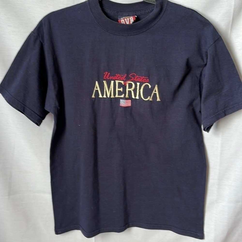 Old Varsity Brand USA America Embroidered T Shirt
